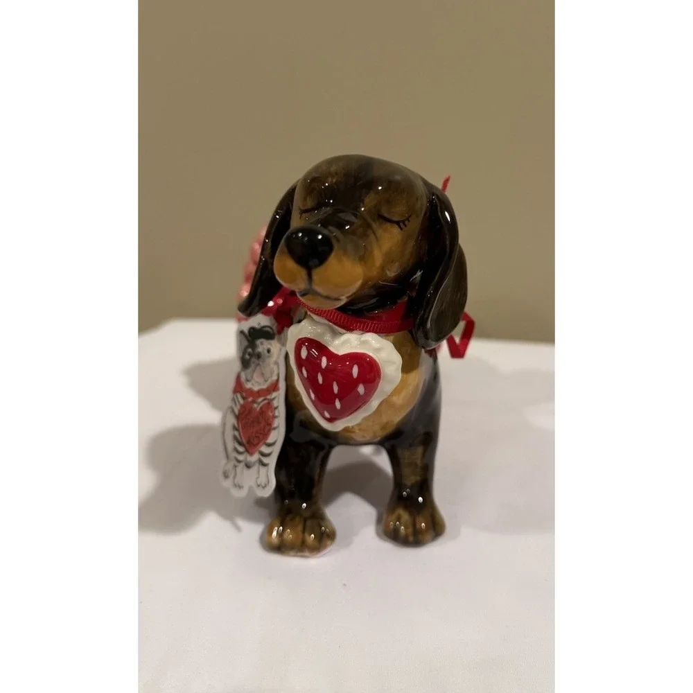 Blue Sky Clayworks Valentines Day Dachshund with Tutu LOVE Doxie Dogs 5